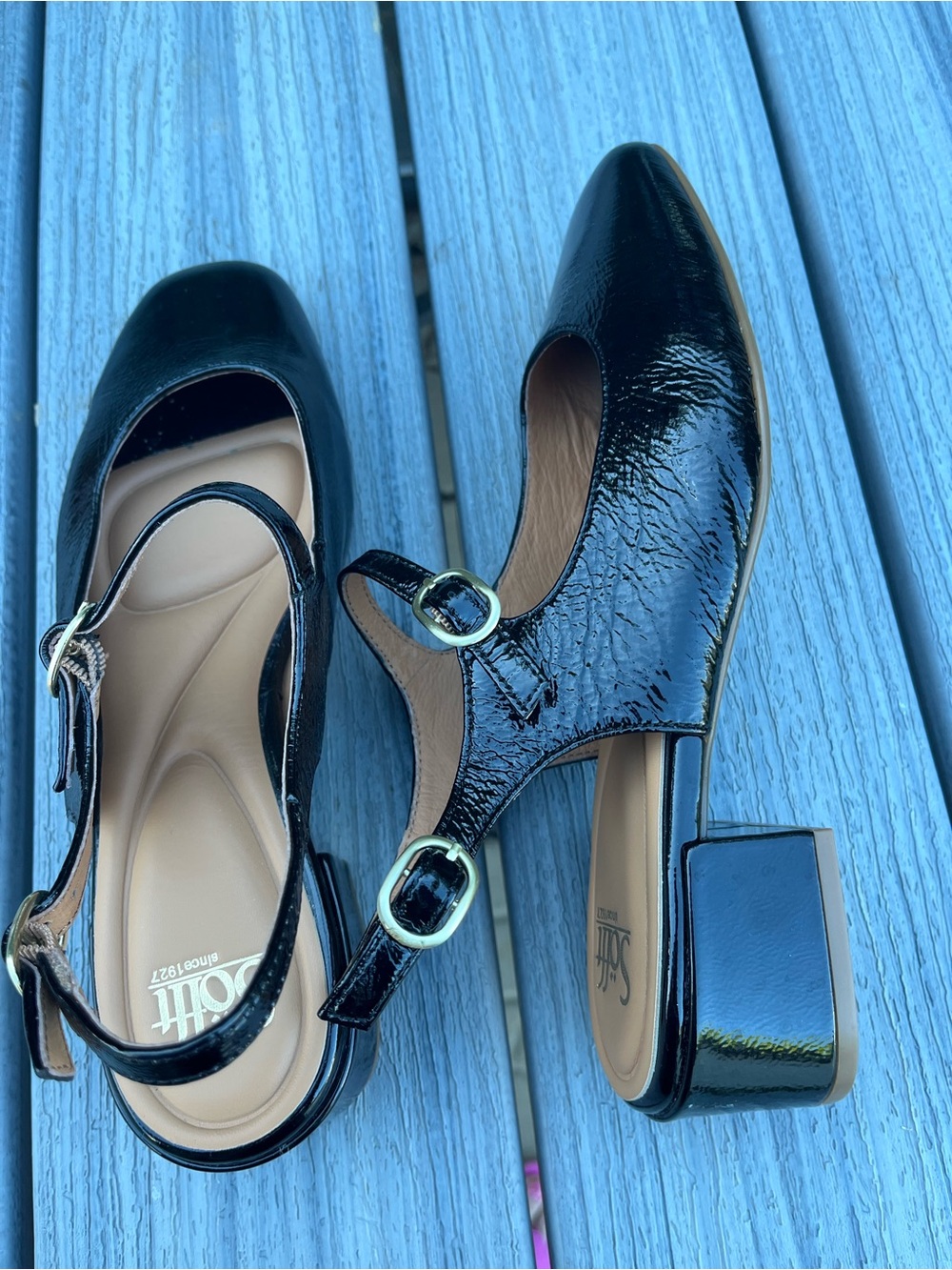 Sofft Leyla Black Patent Slingback Pumps - Comfortable Women's Heels Office 10M - Picture 2 of 12